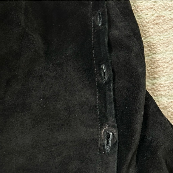 Forenza Asymmetrical Front Wrap Black Suede Skirt Midi Size 8 Fall Winter - Picture 12 of 12